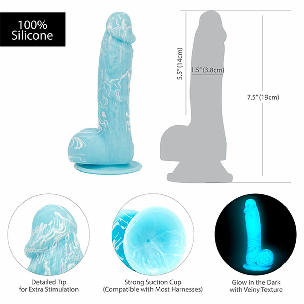 Zwarte Dildo Addiction Luke Dong 7.5 Inch