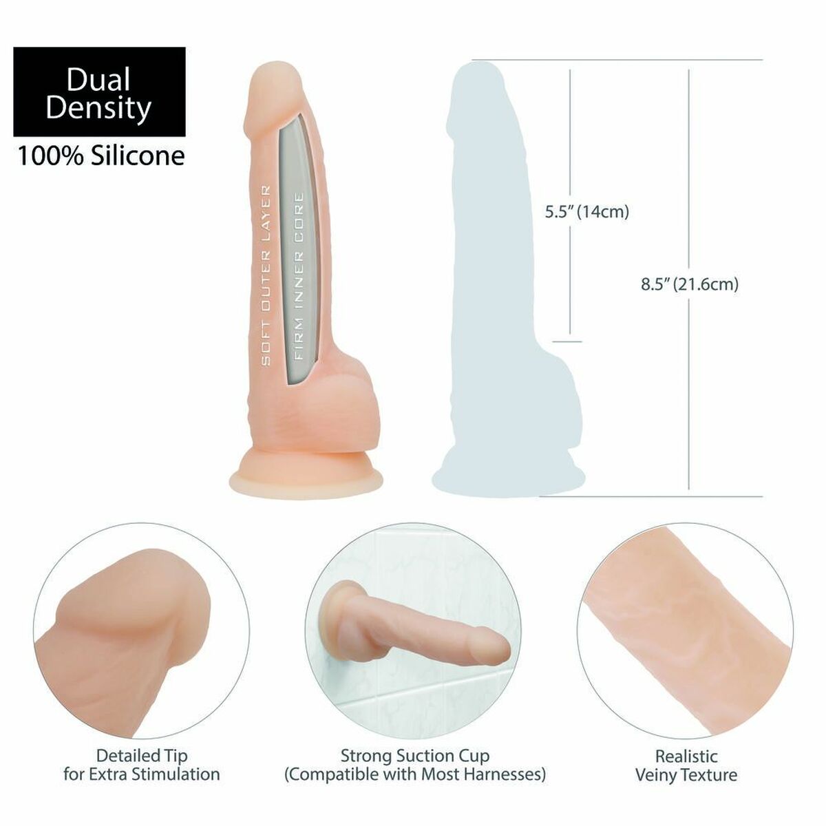 Realistische Dildo Addiction Dual Density 8 Inch Siliconen