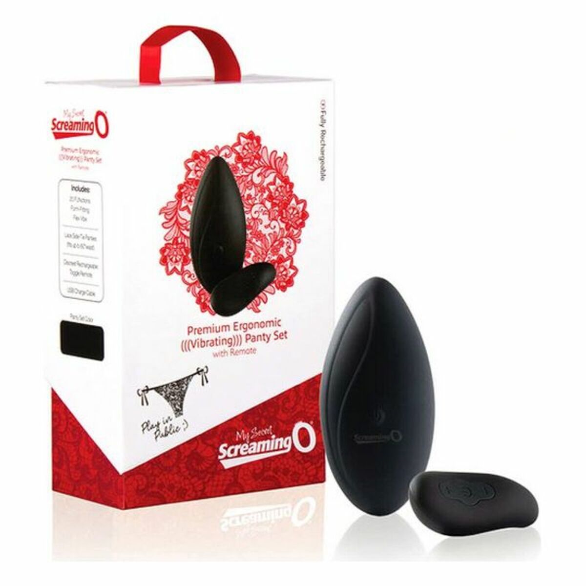 Vibrator The Screaming O Premium Ergonomic Remote Panty Set Black