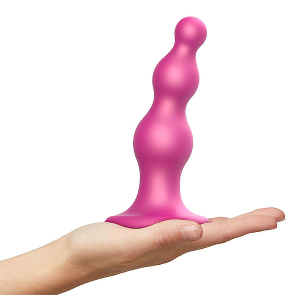 Zwarte Dildo  Beads Metallic Strap-on-me M Roze Siliconen