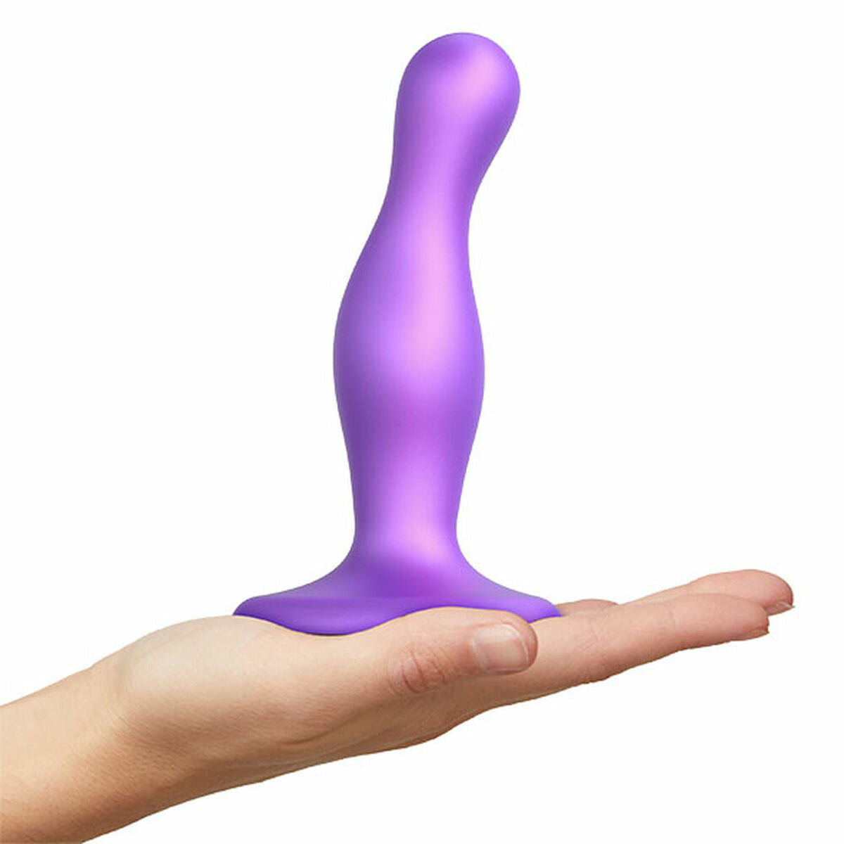 Zwarte Dildo Curvy Metallic Strap-on-me Siliconen