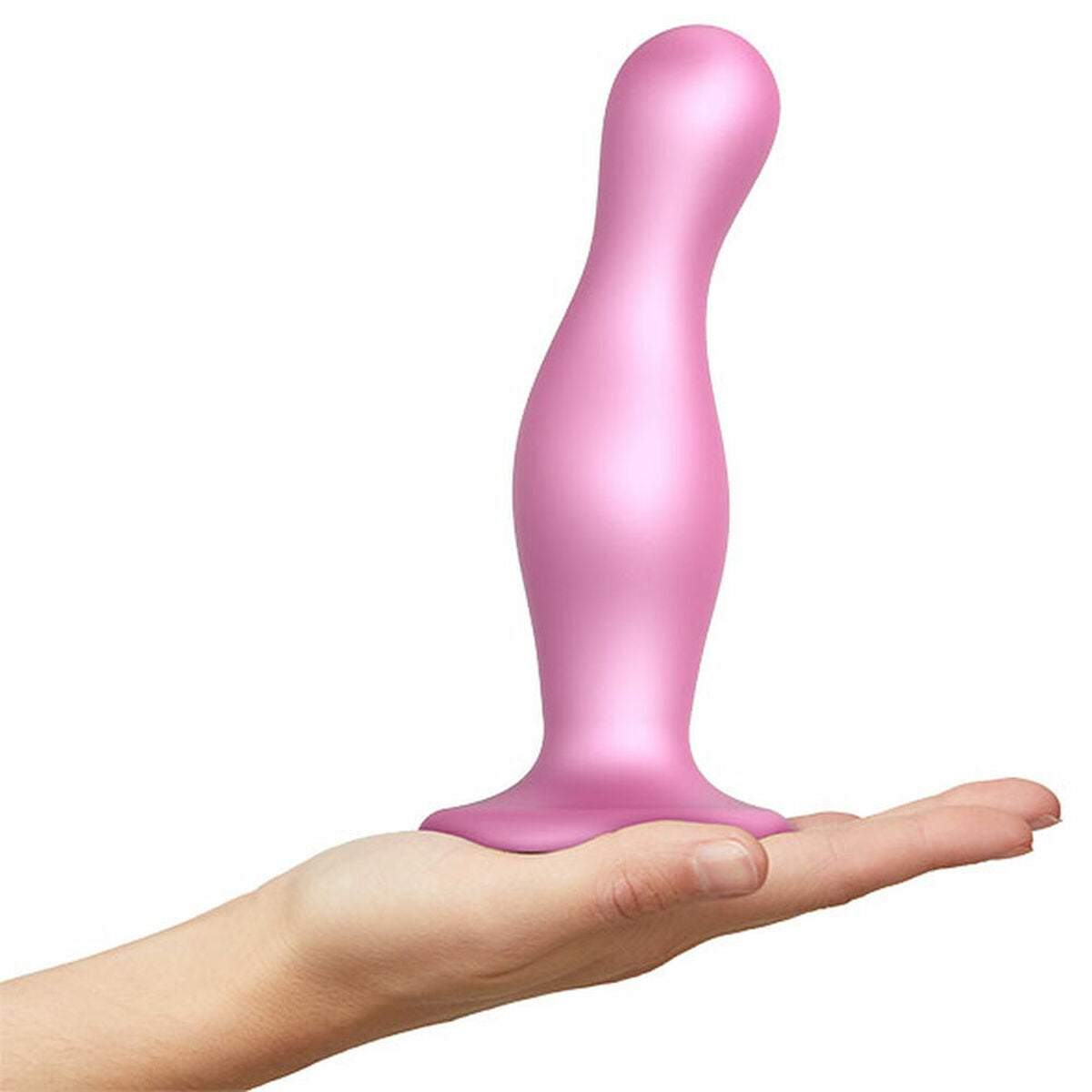 Zwarte Dildo Curvy Metallic Sugar  Strap-on-me M Roze Siliconen