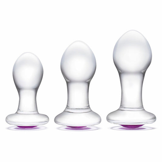 Zwarte Dildo Bling Bling Glas Anal Training  3 Onderdelen