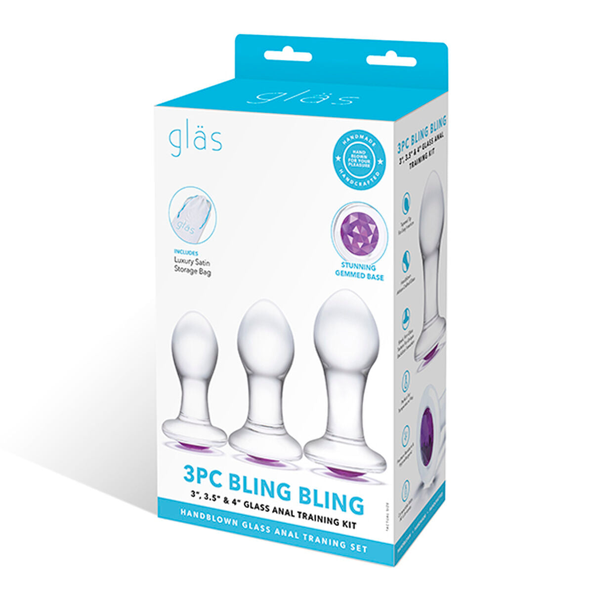 Gode Bling Bling Glas Anal Training  3 Pièces