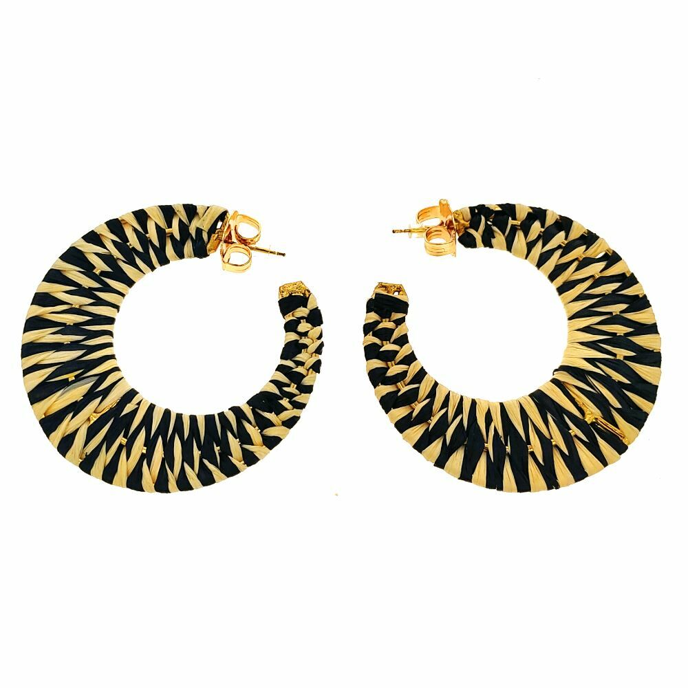 Boucles d´oreilles Femme Lola Casademunt Noir Doré Plat Anneaux