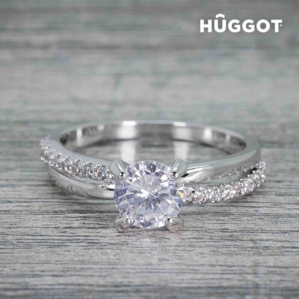 Bague Plaqué Rhodium et Zirconites You & Me Hûggot